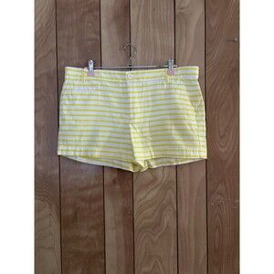 Gap women's yellow and white striped chino shorts Size 10‎ 100% Cotton
